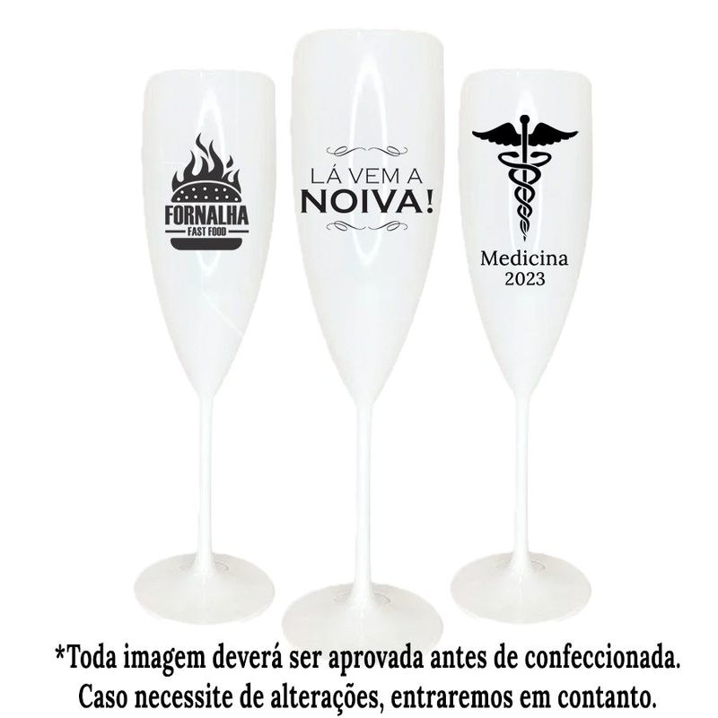 Taça de Champanhe Personalizável - Branco - 1 unidade - Rizzo