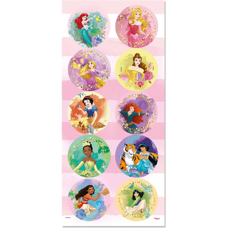 Adesivo Redondo Decorativo - Princesas Disney - 30 unidades - Regina - Rizzo Embalagens