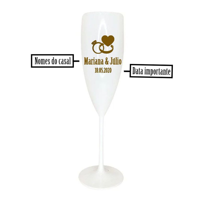 Taça de Champanhe Aliança do Casal - Branco - 1 unidade - Rizzo