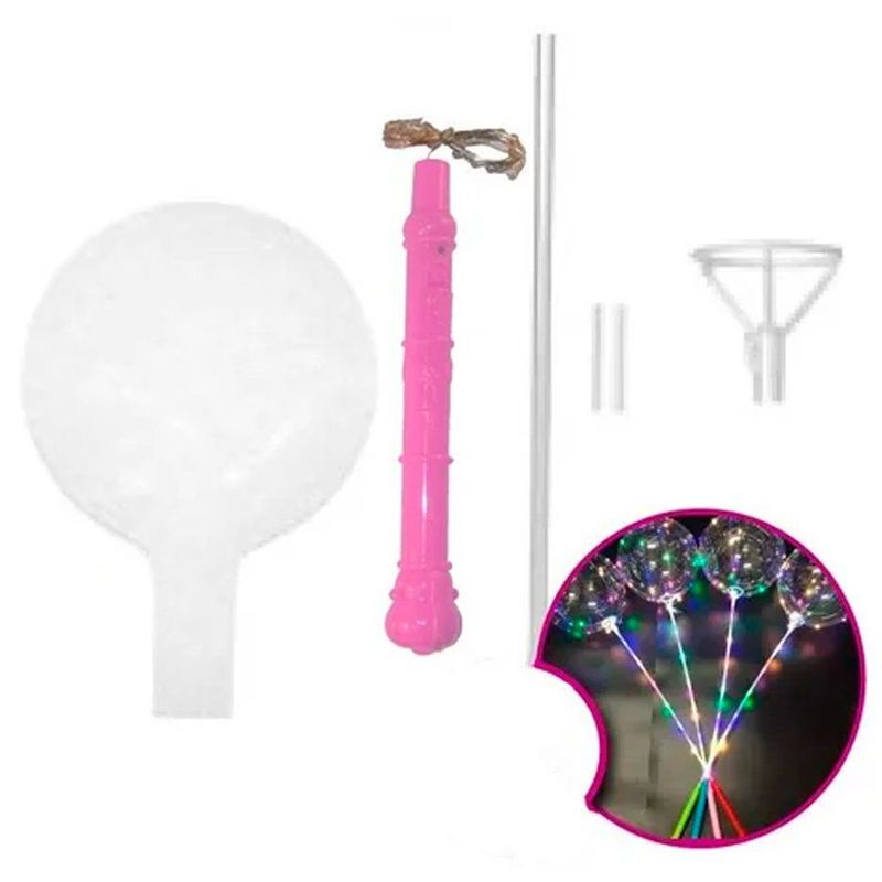 Kit Bubble Rosa com Led Colorido - 1 unidade - PartiuFesta - magazine 25