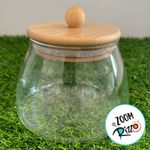 Pote de Vidro Bojudo Hermético com Tampa de Bambu - 11x8cm - 550ml - 1 unidade - Rizzo