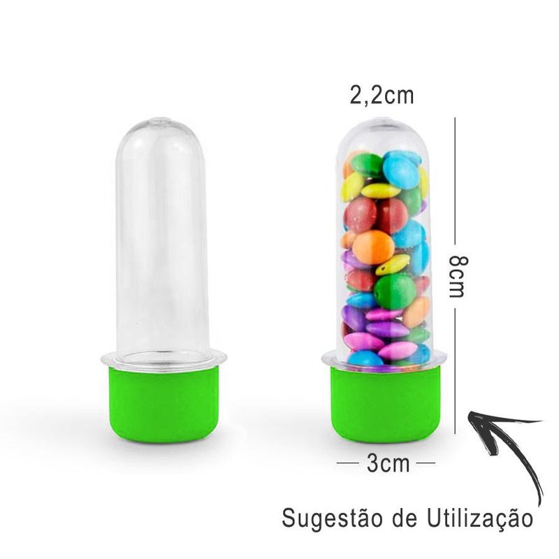 Mini Tubete Lembrancinha 8cm 10 unidades - Verde Claro - Rizzo Embalagens e Festas