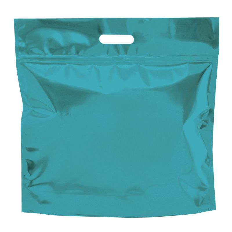 Sacola Metalizada com Zip P 46x43x5cm Turquesa - 01 unidade - Cromus - Rizzo Embalagens
