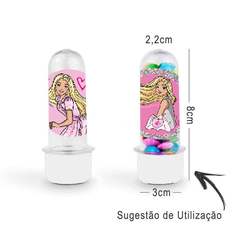 Mini Tubete Lembrancinha Festa Barbie 8cm 20 Unidades - Branco - Magazine 25