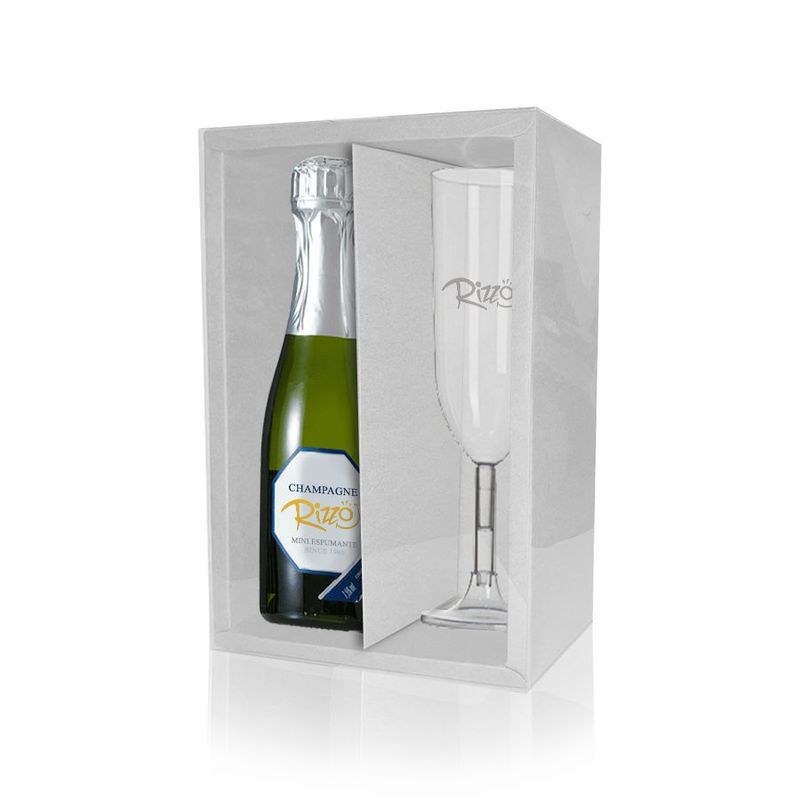 Caixa Mini Champanhe e Taça (20,5cm x 13cm x 6cm) Branca 5 unidades Assk