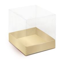 Caixa para Panetone 500g G 14,4x14,4x12cm Liso Ouro - 01 unidade - Cromus Natal - Magazine 25