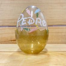 Ovo Acrílico Personalizado Cenoura Base Glitter Ouro P - 01 unidade - Magazine 25
