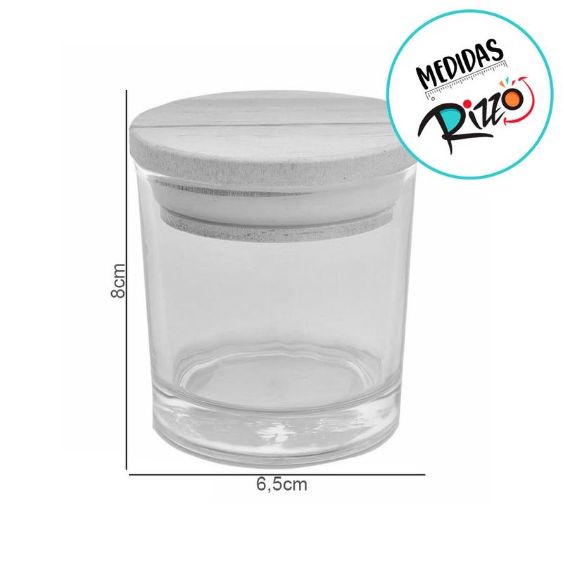 Pote de Vidro  Hermético com Tampa de Madeira 120ml - 6,5x8cm - 1 unidade - Rizzo