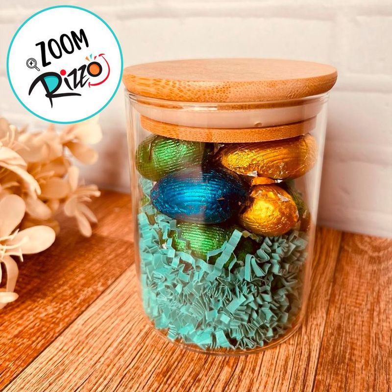 Pote de Vidro  Hermético com Tampa de Madeira 120ml - 6,5x8cm - 1 unidade - Rizzo