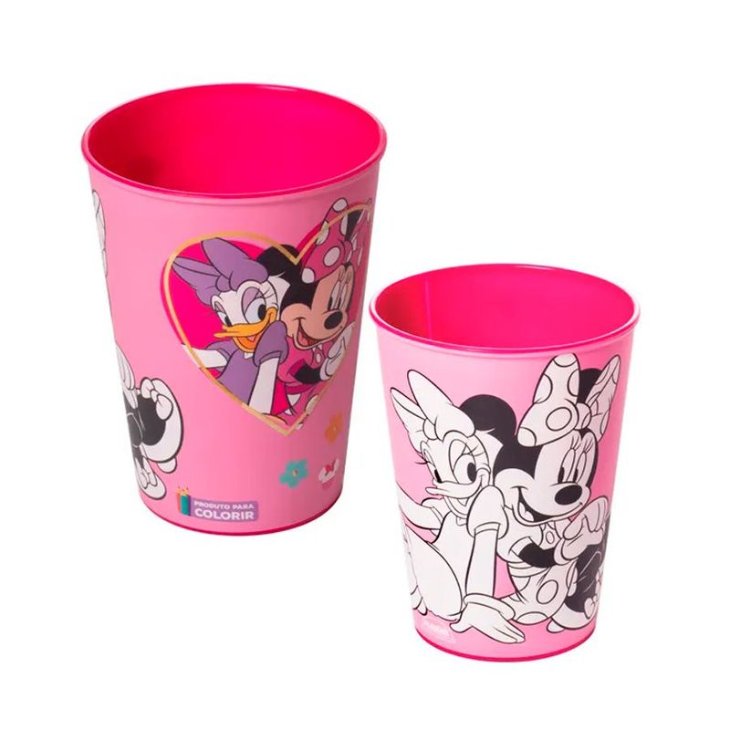 Copo de Plástico Festa Minnie e Margarida Rosa 320Ml - Plasútil - Magazine 25s