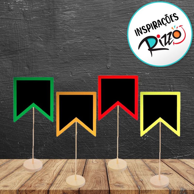 Lousa para Personalizar Bandeirinha Vermelha com Apoio - 25cm - 1 unidade - Rizzo