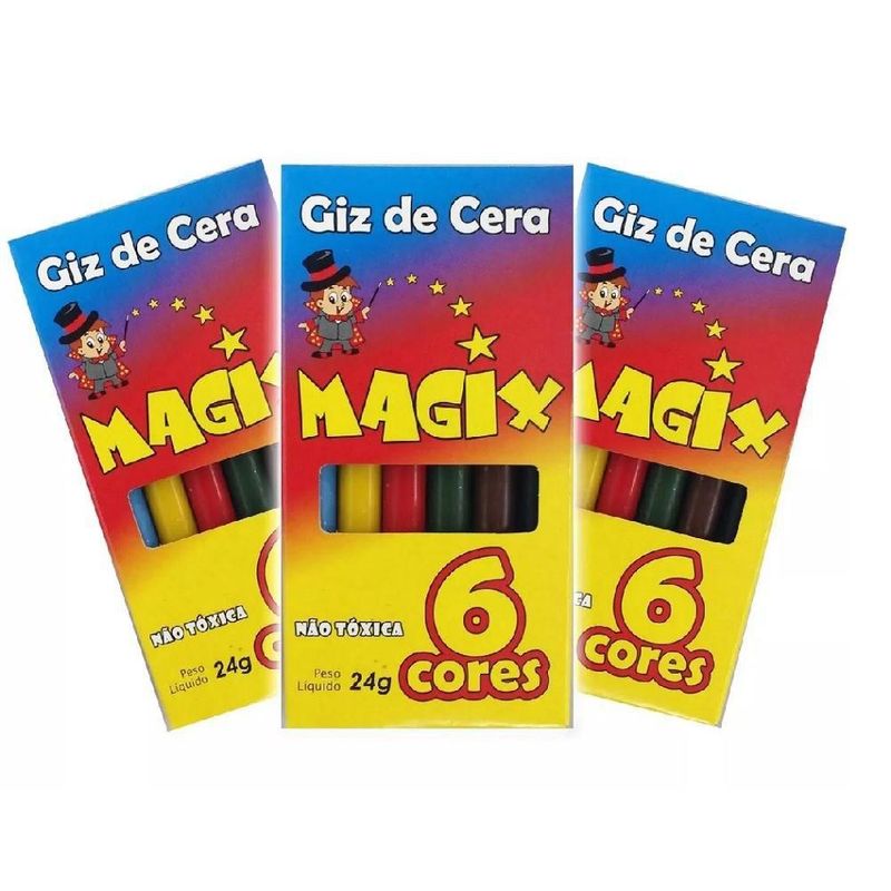 Giz de Cera para Colorir 24g - 06 unidades - Magix - Rizzo Embalagens