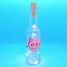 Garrafa Long Neck de Vidro com Rolha LED - Love - 01 unidade - Magazine 25
