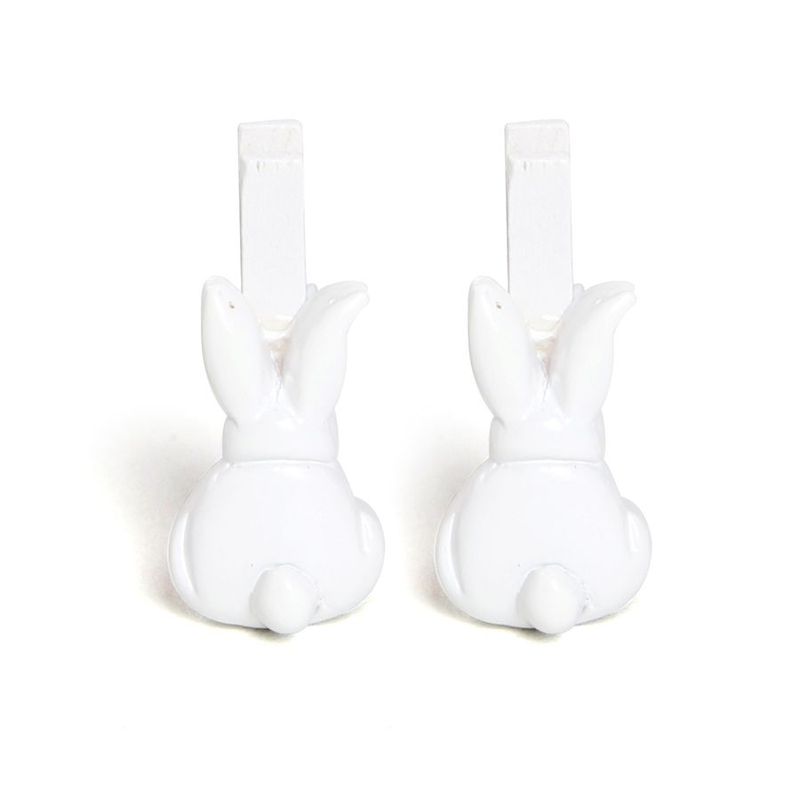 Mini Prendedor de Páscoa Coelhinho Branco de Costas - 06 unidades - Cromus Páscoa - Rizzo Embalagens
