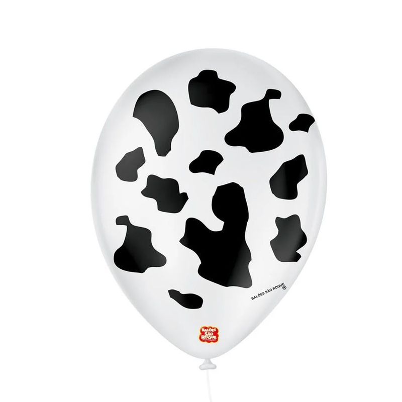 Balão de Festa Decorado Vaquinha - Branco e preto 9" 23cm - 25 Unidades - São Roque - magazine 25 Balões