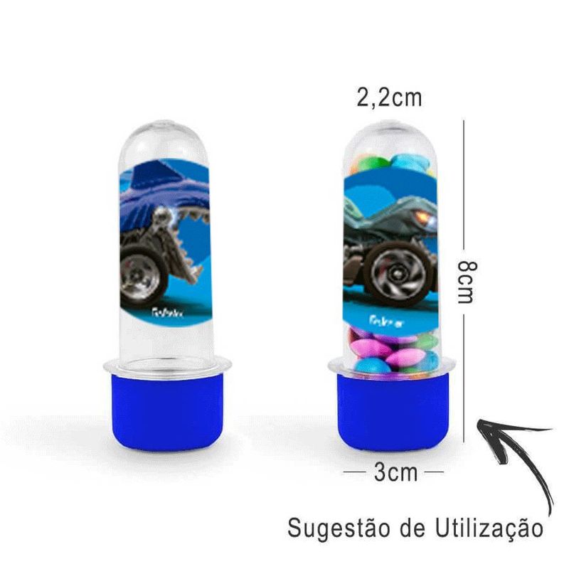 Mini Tubete Lembrancinha Hot Wheels 8cm 20 Unidades - Azul Escuro - Magazine 25 Embalagens