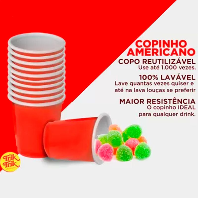 Copo Shot Americano Vermelho 30ml c/10 - Trik Trik