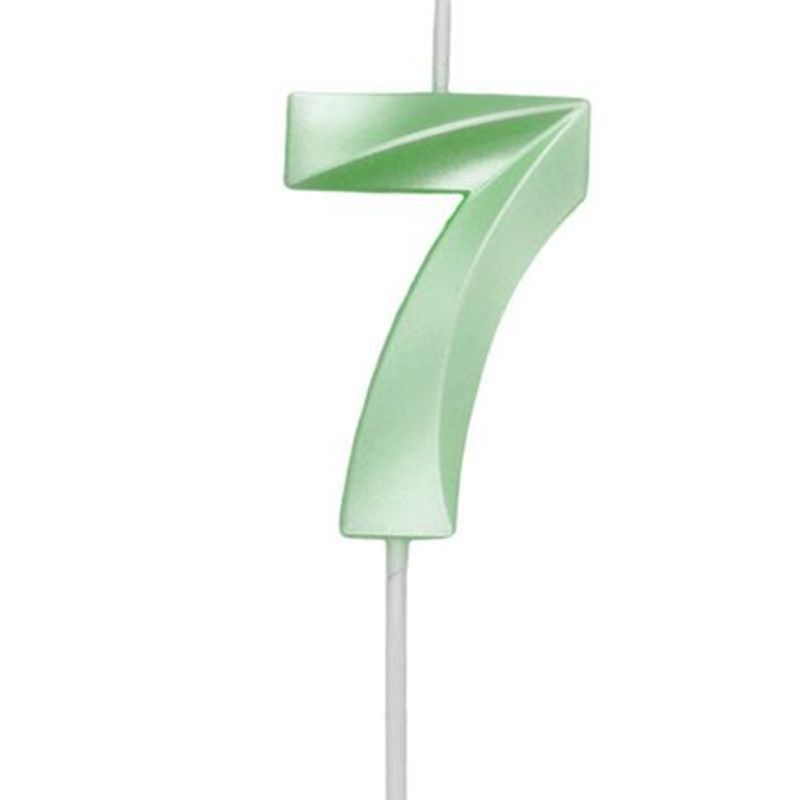Vela Mini Design Verde Candy Color - Número 7 - 1 Un