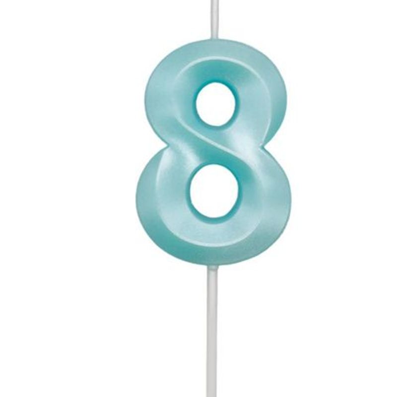 Vela Mini Design Azul Tiffany Número 8 - 1 Un