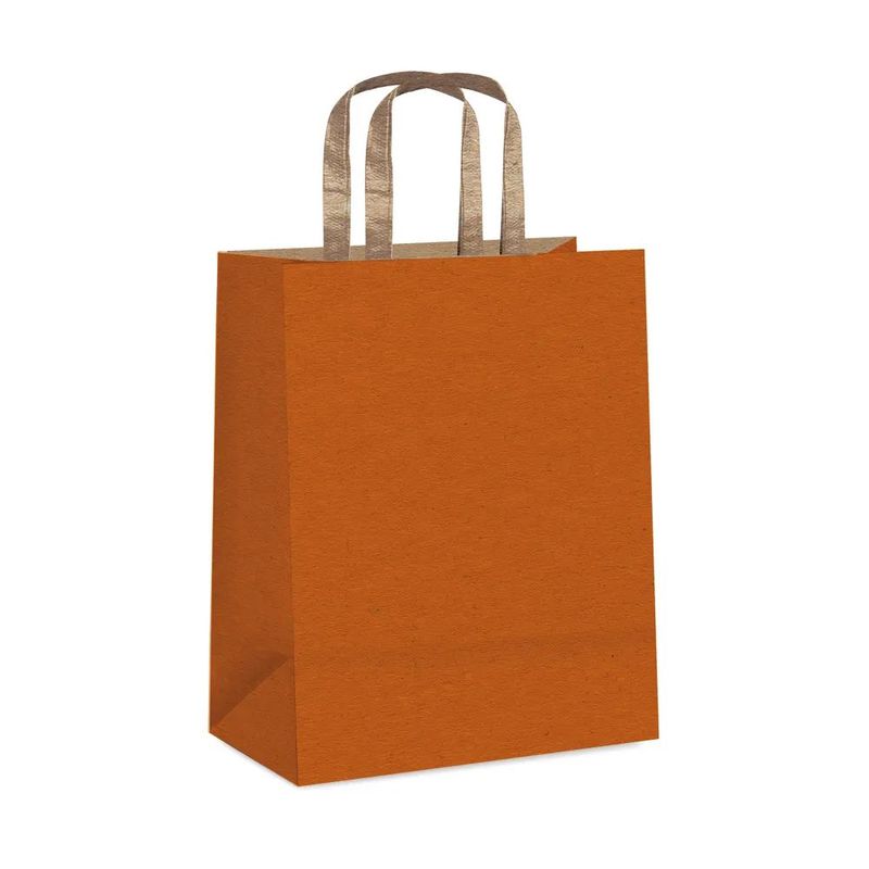 Sacola Papel Laranja com Alça Chata Kraft G 32x26,5x13 - 10 Un