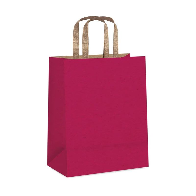 Sacola Papel Pink com Alça Chata Kraft P 21,5x15x8 - 10 Un