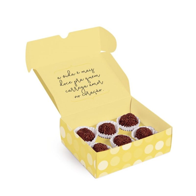 Caixa para 4 Brigadeiros Que Seja Doce Amarelo 9X9X4,5 - 100 Un