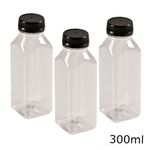 Garrafa Pet Quadrada com Tampa Preta Lacre para Chocolate Cremoso - 300ml - 3 unidades - Magazine 25