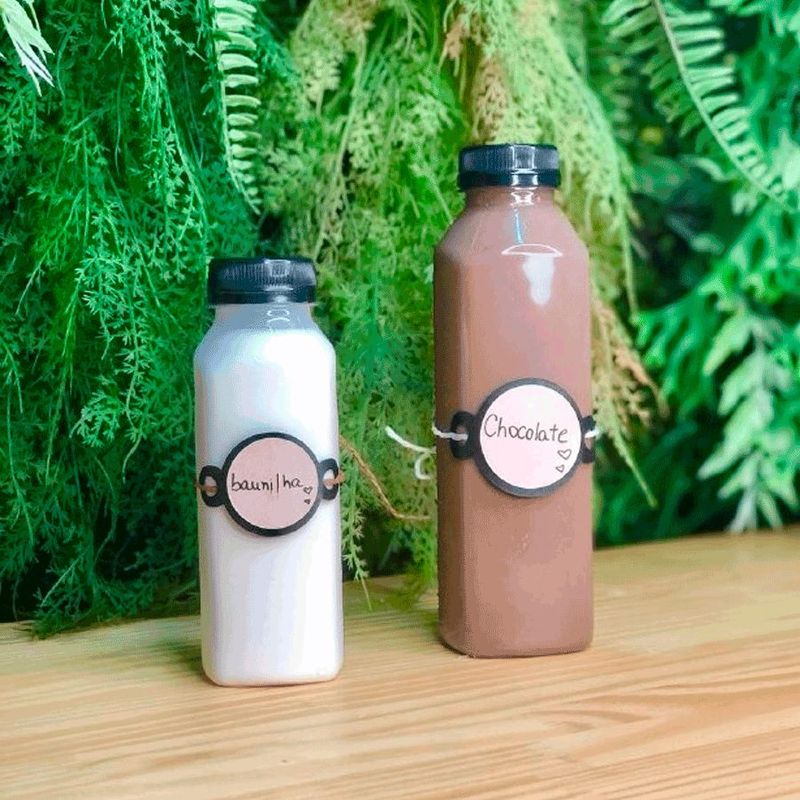 Garrafa Pet Quadrada com Tampa Preta Lacre para Chocolate Cremoso - 300ml - 3 unidades - Magazine 25
