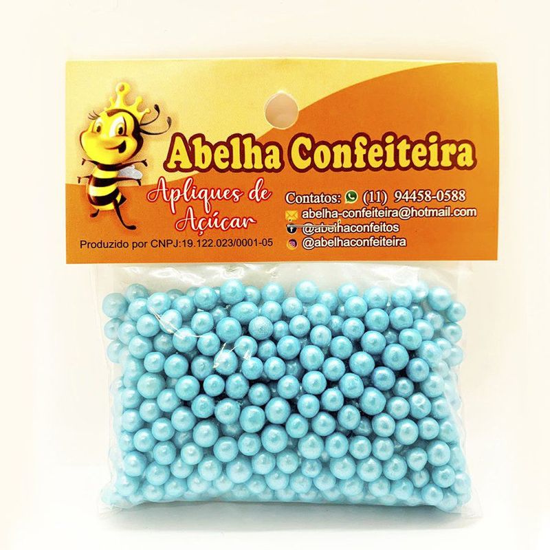 Mini Confeito - Pérolas Azul P - 60 gramas - Abelha Confeiteira - Magazine 25