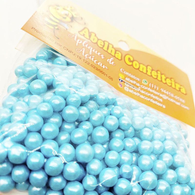 Mini Confeito - Pérolas Azul P - 60 gramas - Abelha Confeiteira - Magazine 25