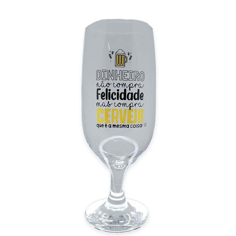 Taça Floripa Happy Beer - 300ml - Dinheiro Não Compra Felicidade  - 1 unidade - Allmix - Magazine 25