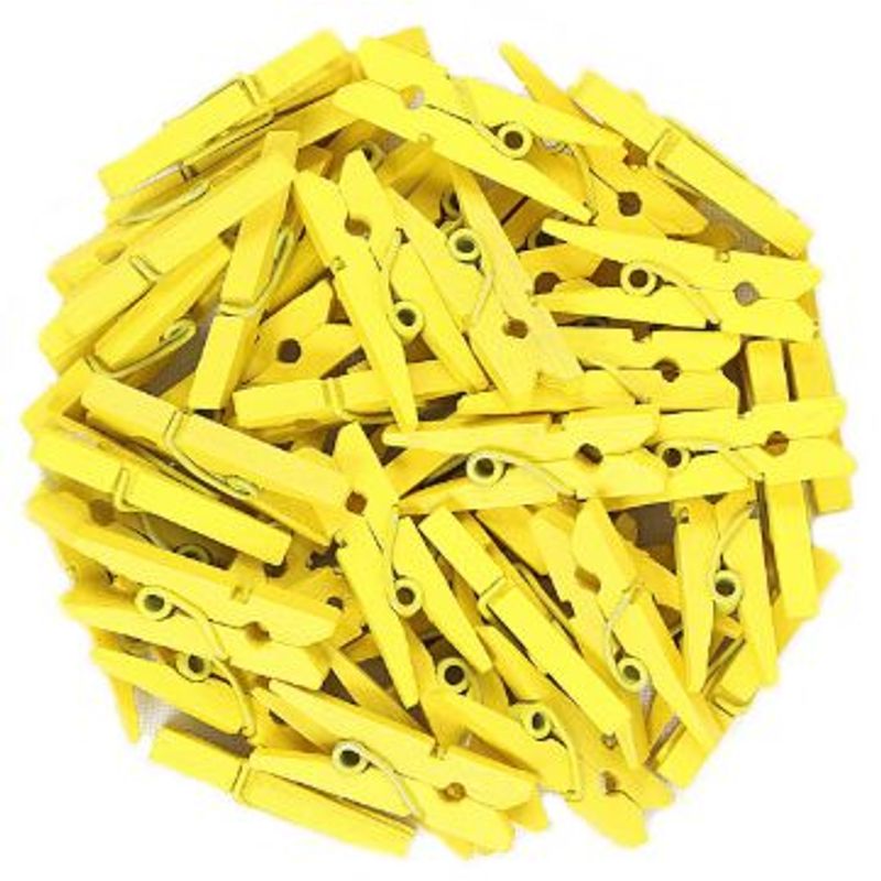Mini Prendedor de Madeira Amarelo 2,5cm - 50 Unidades - Magazine 25