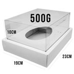 Caixa Ovo de Colher com Moldura - Meio Ovo de 500g - 23cm x 19cm x 10cm - Branca - 5unidades - Assk - Páscoa Magazine 25