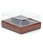 Caixa Ovo de Colher - Meio Ovo de 350g - 20,5cm x 17cm x 6,5cm - Marrom - 5unidades - Assk - Páscoa Magazine 25