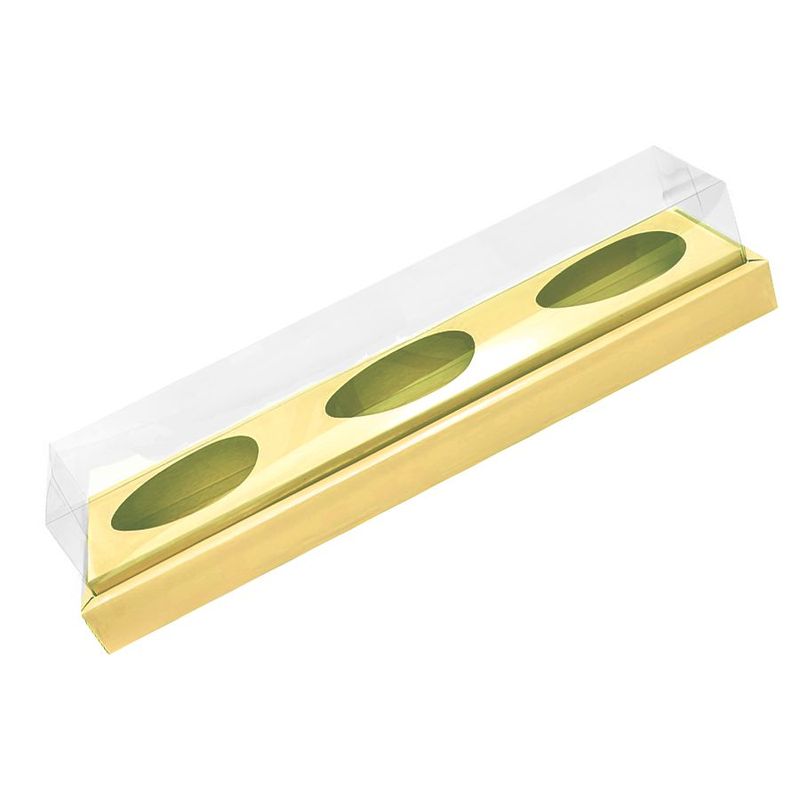 Caixa Ovo de Colher Trio em Linha  - Meio Ovo de 100g a 150g - 38,5cm x 8cm x 8cm - Ouro - 5unidades - Assk - Páscoa Magazine 25