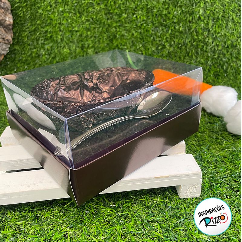 Caixa Ovo de Colher - Meio Ovo de 250g - 15cm x 13cm x 6,5cm - Marrom - 5unidades - Assk - Páscoa Magazine 25