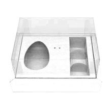 Caixa Ovo de Colher com Moldura 3 Bombons - Meio Ovo de 100g a 150g - 20cm x 15cm x 10cm - Branca - 5unidades - Assk - Páscoa Magazine 25