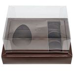 Caixa Ovo de Colher com Moldura 3 Bombons - Meio Ovo de 100g a 150g - 20cm x 15cm x 10cm - Marrom - 5unidades - Assk - Páscoa Magazine 25