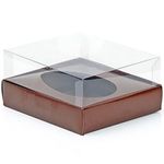 Caixa Ovo de Colher - Meio Ovo de 500g - 20,5cm x 17cm x 6,5cm - Marrom - 5unidades - Assk - Páscoa Magazine 25