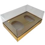 Caixa Ovo de Colher Duplo - Meio Ovo de 100g a 150g - 20cm x 13cm x 8,8cm - Ouro - 5unidades - Assk - Páscoa Magazine 25