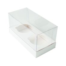 Caixa Cupcake com Tampa Transparente 2 Cavidades (17cm x 9cm x 8,5cm) Branca 10 unidades Assk Magazine 25