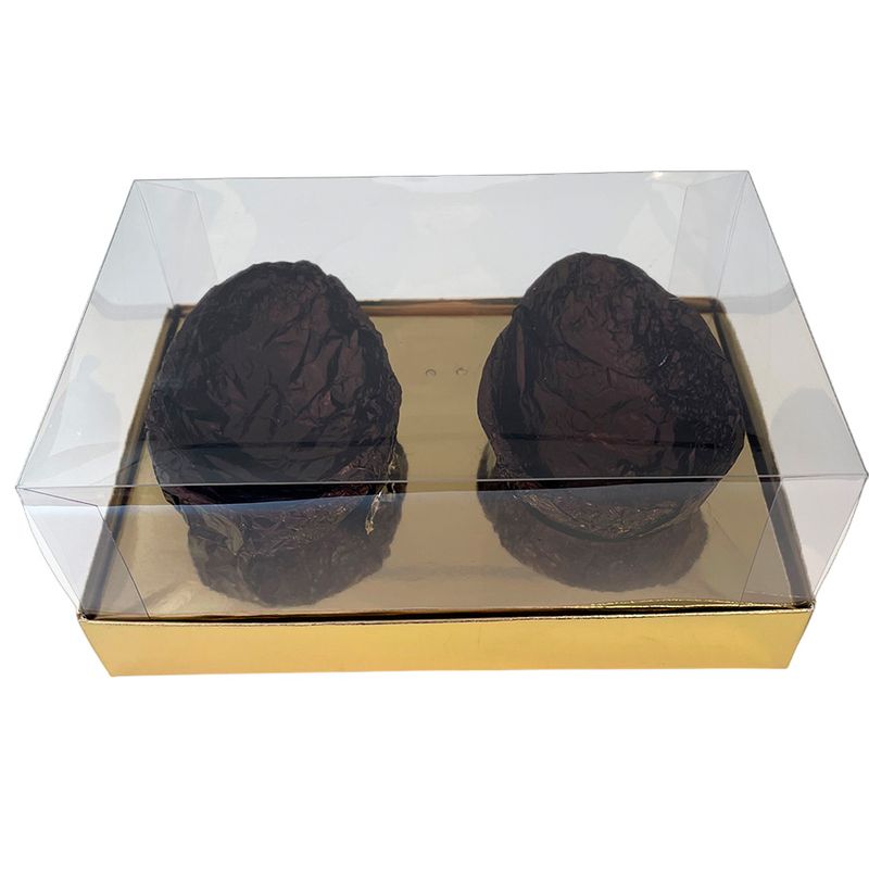 Caixa Ovo de Colher Duplo - Meio Ovo de 100g a 150g - 20cm x 13cm x 8,8cm - Ouro - 5unidades - Assk - Páscoa Magazine 25