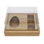 Caixa Ovo de Colher com Moldura 3 Bombons - Meio Ovo de 100g a 150g - 20cm x 15cm x 10cm - Kraft - 5unidades - Assk - Páscoa Magazine 25