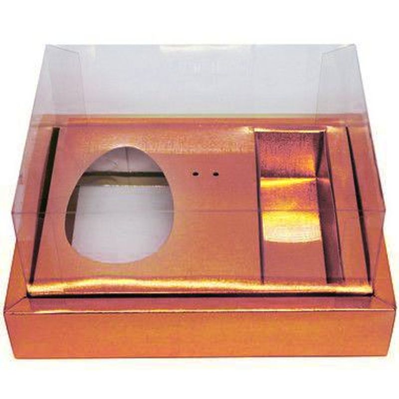 Caixa Meio Ovo de Colher com Moldura 3 Bombons - 100g a 150g - 20x15x10cm - Metalizado Rosê Gold - 5un - Assk - Magazine 25