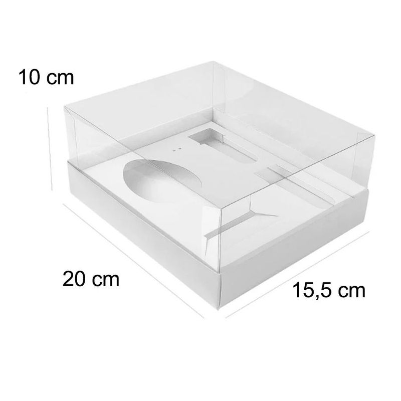 Caixa Ovo de Colher Kit Confeiteiro - Meio Ovo de 100g a 150g - 20cm x 15,5cm x 10cm - Branca - 5unidades - Assk