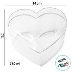 Caixa Acrílica para Cake Box Coração - Cristal - 750ml - 1 unidade - BlueStar - Magazine 25