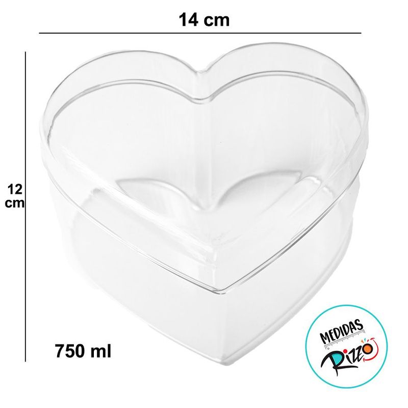 Caixa Acrílica para Cake Box Coração - Cristal - 750ml - 1 unidade - BlueStar - Magazine 25