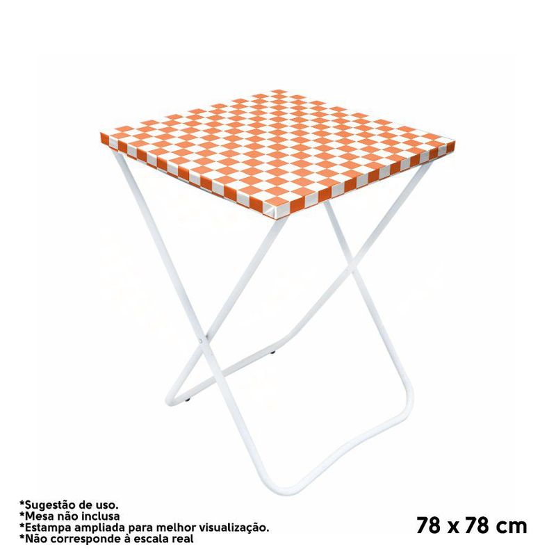Toalha Plástica Cobre Manchas Perolizada - 78 x 78 cm - Xadrez Laranja - 10 unidades - CampFestas - Magazine 25