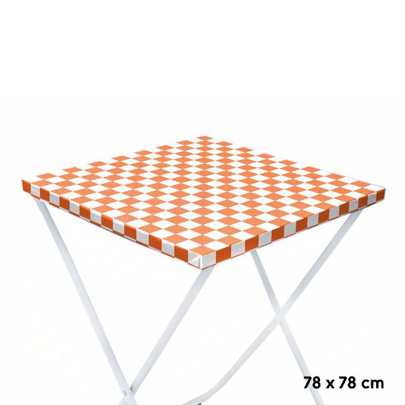 Toalha Plástica Cobre Manchas Perolizada - 78 x 78 cm - Xadrez Laranja - 10 unidades - CampFestas - Magazine 25