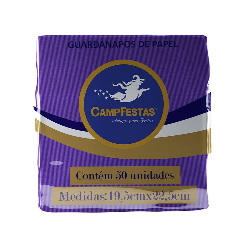 Guardanapo Crepado - 20 x 23 cm - Roxo - 50 unidades - CampFestas - Magazine 25